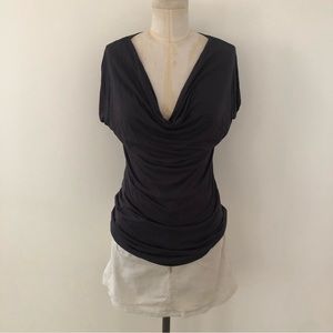 slate grey cowl neck blouse